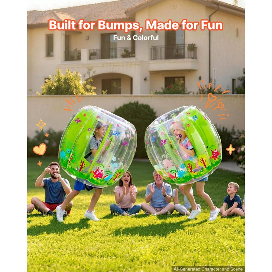 VEVOR 2-Pack Inflatable Bumper Balls 0.9m Human Bubble for Kids Transparent, for Backyard, Camping, Picnic, Park, Lawn, and Outdoor Team Gameplay, Thickened PVC Material, Sumo Hamster Ball with Handle