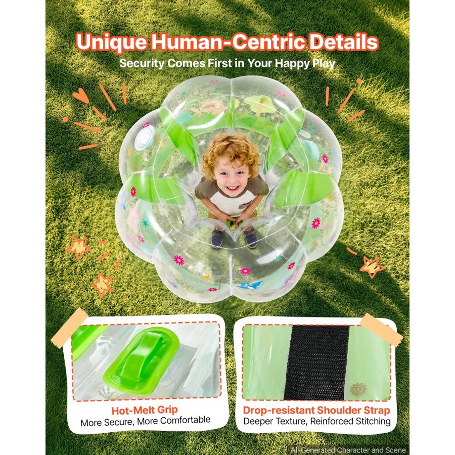 VEVOR 2-Pack Inflatable Bumper Balls 0.9m Human Bubble for Kids Transparent, for Backyard, Camping, Picnic, Park, Lawn, and Outdoor Team Gameplay, Thickened PVC Material, Sumo Hamster Ball with Handle