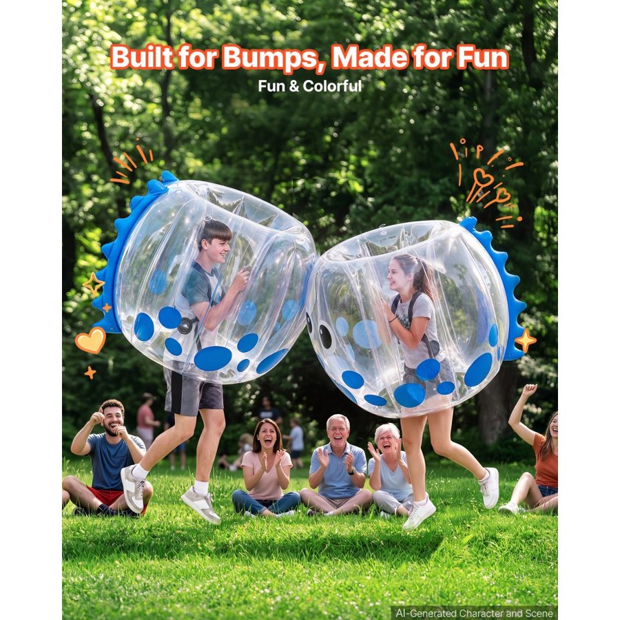 VEVOR 2-Pack Inflatable Bumper Balls 1.2m Human Bubble for Teens Blue, for Backyard, Camping, Picnic, Park, Lawn, and Outdoor Team Gameplay, Thickened PVC Material, Sumo Hamster Ball with Handle