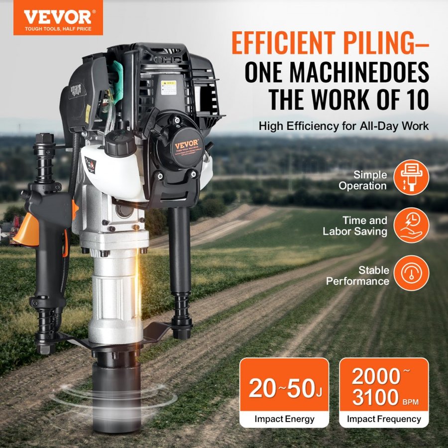 VEVOR Gas Power Post Pounder – 4-Stroke, 37.77cc, 3000 BPM