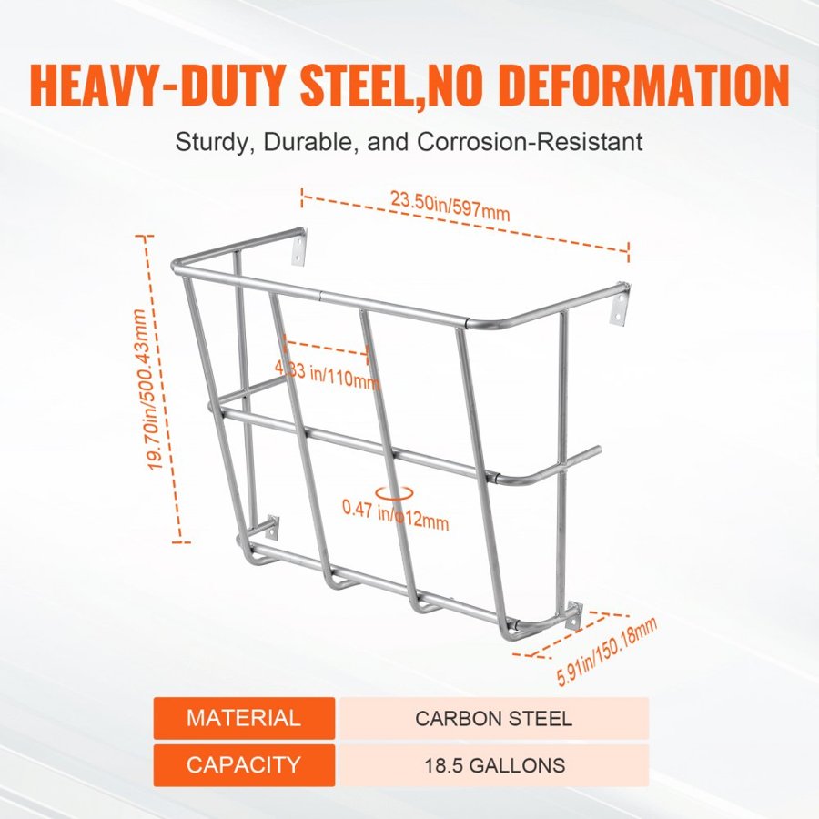 VEVOR Livestock Hay Feeder, 18.5 Gallons Large Capacity, Heavy-Duty Steel Goat Hay Rack, 24.4" Long Wall Mounted Horse Hay Holder, Multiple Sided Feeding Rack for Sheep Farm Livestock Indoor Outdoor