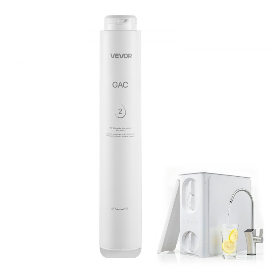 VEVOR Reverse Osmosis System GAC Activated Carbon Replacement Filter for RO, Easy Replacement for 12 Months, Reduces Discoloration and Odor, Fits RO System SS-201/SS-202/SS-203/SS-204/SS-205/SS-206