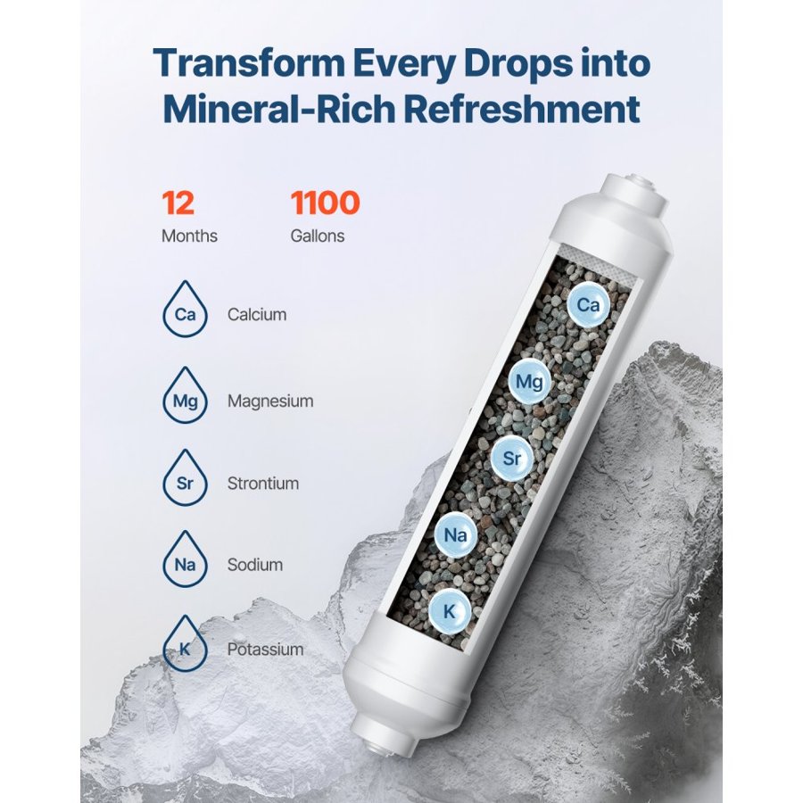 VEVOR Remineralizing Water Filter- 1100 Gallon, 1/4" QC