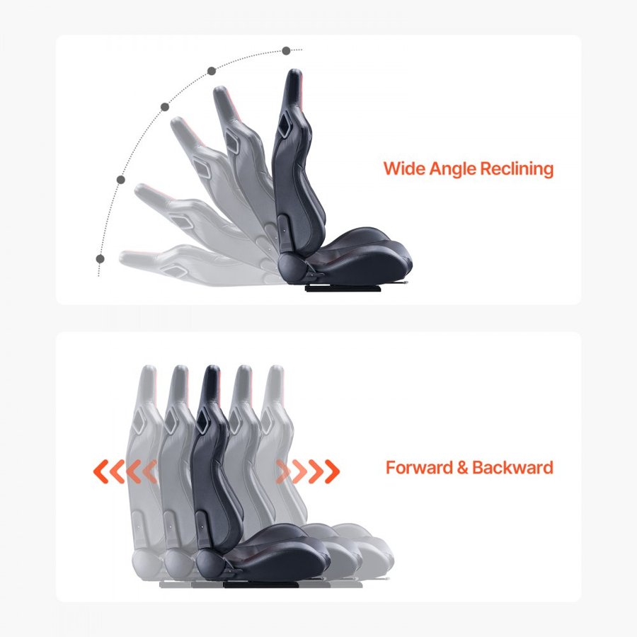 VEVOR Racing Seat Set – 2 Seats, Q235B, 90-180° Recline