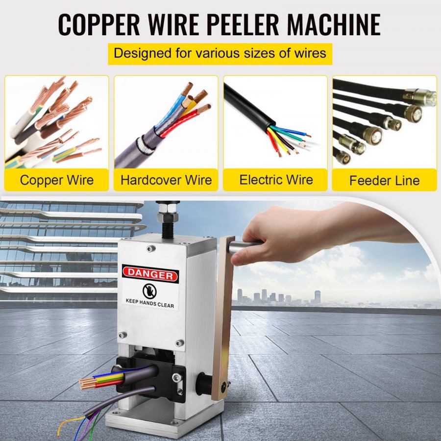 VEVOR Wire Stripping Tool 1.5-25mm Cable Wire Stripping Machine  with 1 Cutting Blade Wire for Cutting and Stripping Scrap Copper Wire