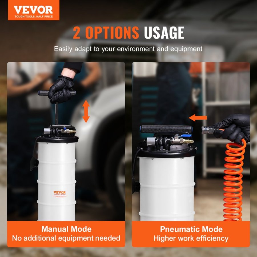VEVOR Fluid Extractor, 1.74 Gallons (6.5 Liters), Pneumatic/Manual Oil Changer Vacuum Fluid Extractor with Dipstick and Suction Hose, Oil Extractor Change Pump for Automotive Fluids Vacuum Evacuation