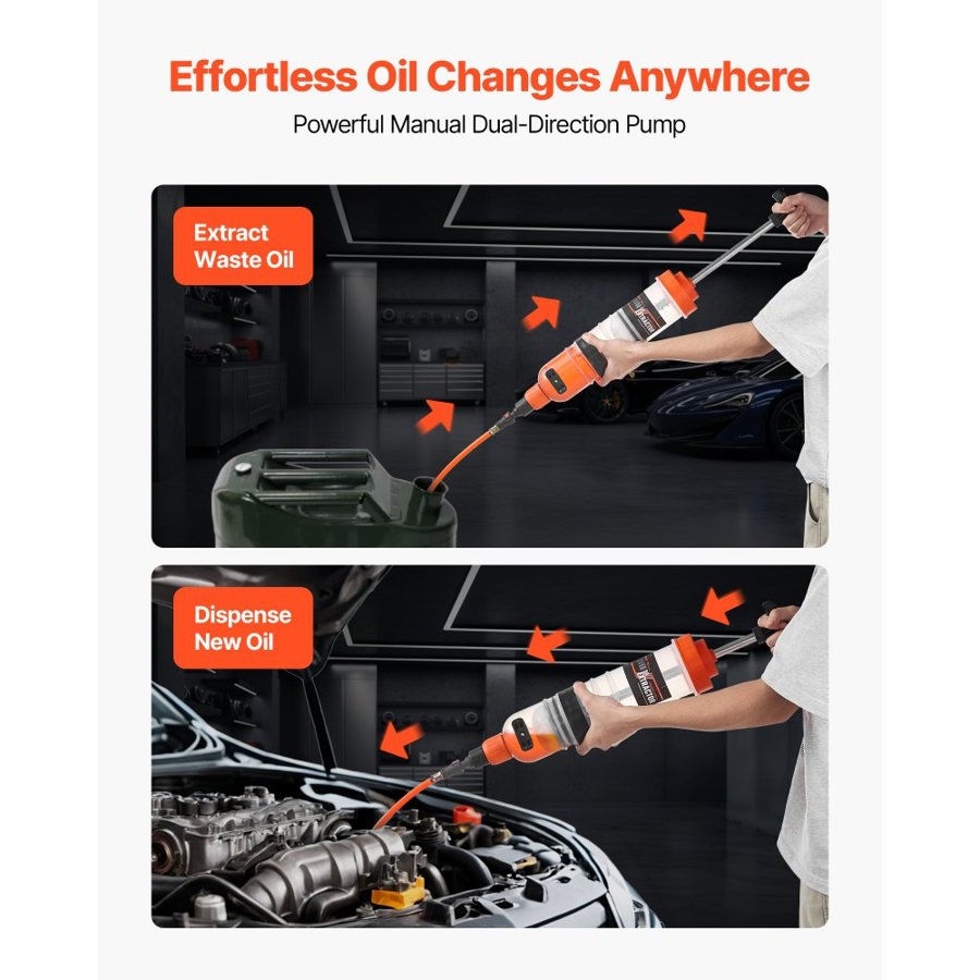 VEVOR 1.5 L Fluid Extractor, Manual Automotive Fluid Pump Extractor, Oil Syringe with Long Hose and Extension Tubes Easy Oil Change, Suction Pump for Lawn Mowers Cars Ships Golf Carts Motorcycles