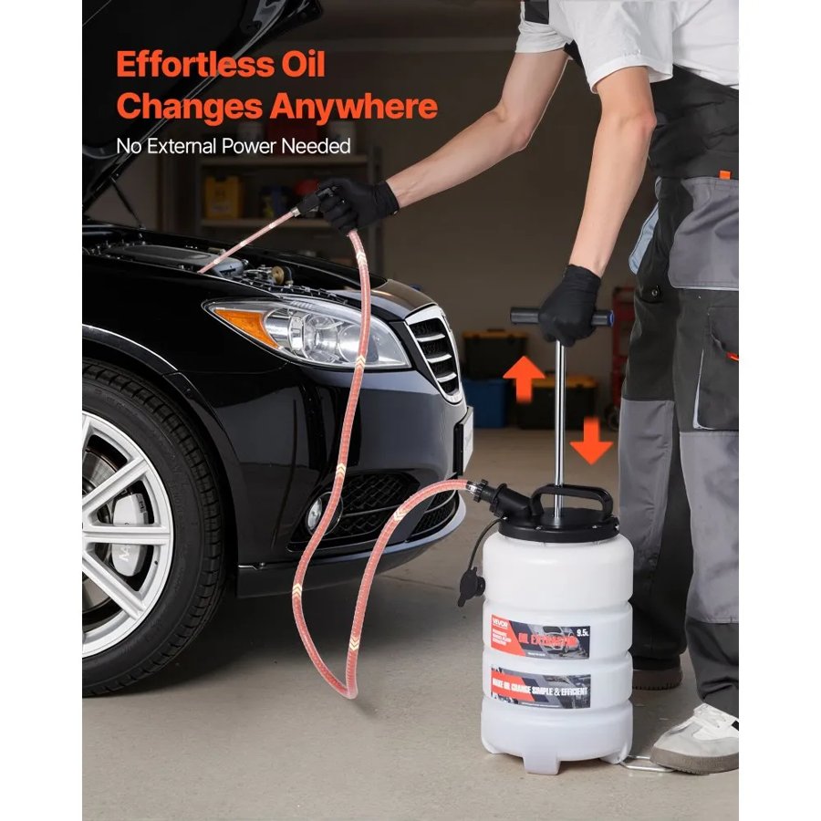 VEVOR Oil Vacuum Pump Extractor – 9.5L, 59" Hose, Manual