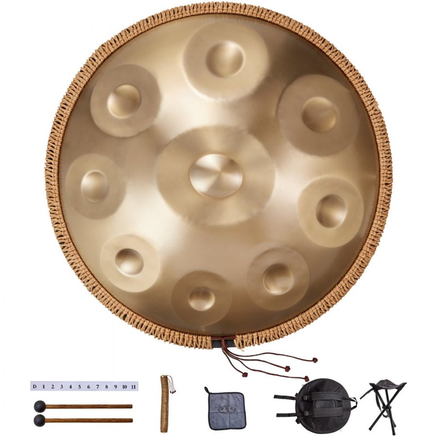 VEVOR Handpan Drum 55.9 cm 9 Notes D Minor Steel Hand Drum with Mallets for Adult