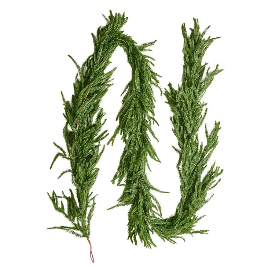 VEVOR Christmas Garland, 2750 mm Realistic Norfolk Pine Garland, Evergreen Real Touch Artificial Faux Greenery Garlands, for Holiday Indoor Outdoor Xmas Decoration on Table, Mantel, and Fireplace
