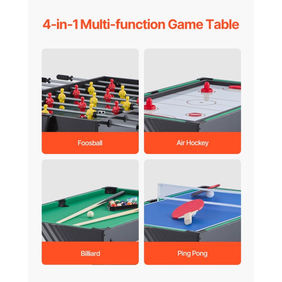 VEVOR 4 in 1 Game Table – 48 inch, 12mm Thick MDF Board