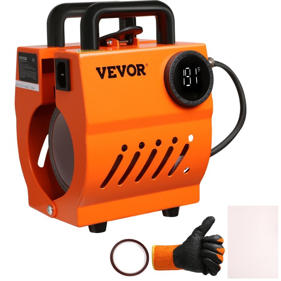 VEVOR Mug Heat Press, Mini Cup Press Machine, DIY Sublimation Blanks 311.8 g-425.2 g Coffee Mugs Tumblers, Handheld Lightweight Presser as Holiday Gift Present, Easy Press with Tape Gloves Accessories