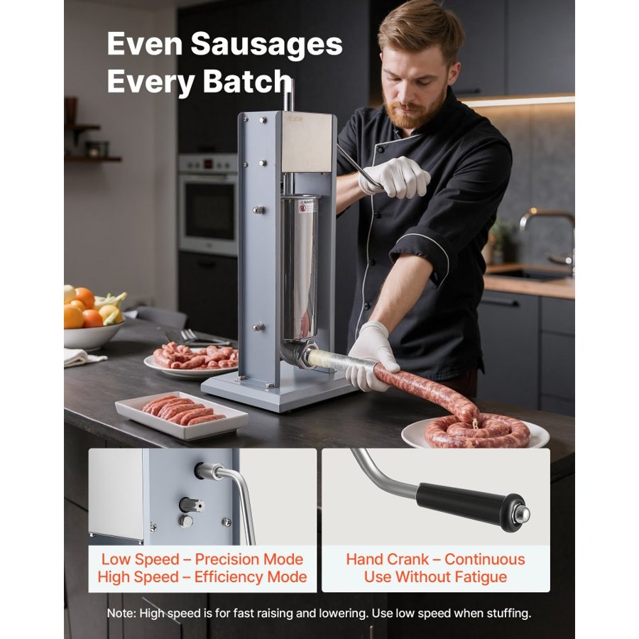 VEVOR Manual Sausage Stuffer Machine – 11 LBS/5L, Dual-Speed