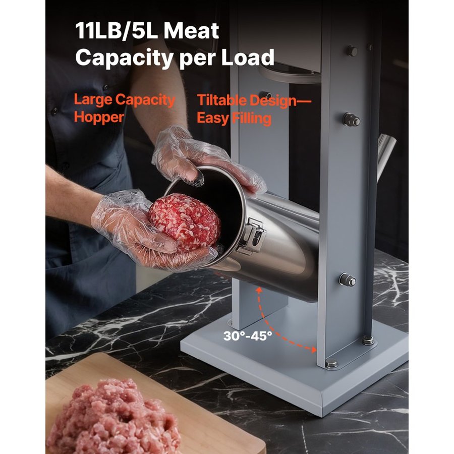 VEVOR Manual Sausage Stuffer Machine – 11 LBS/5L, Dual-Speed