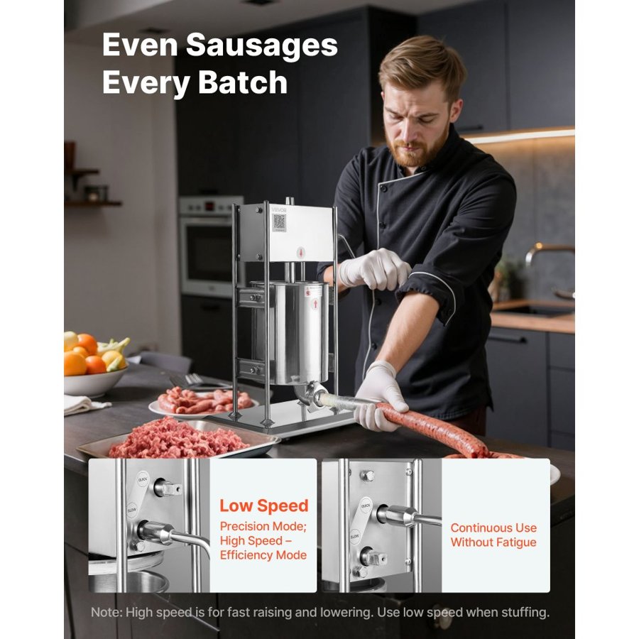 VEVOR Manual Sausage Stuffer Machine – 22 lbs/10 L, 5 Tubes