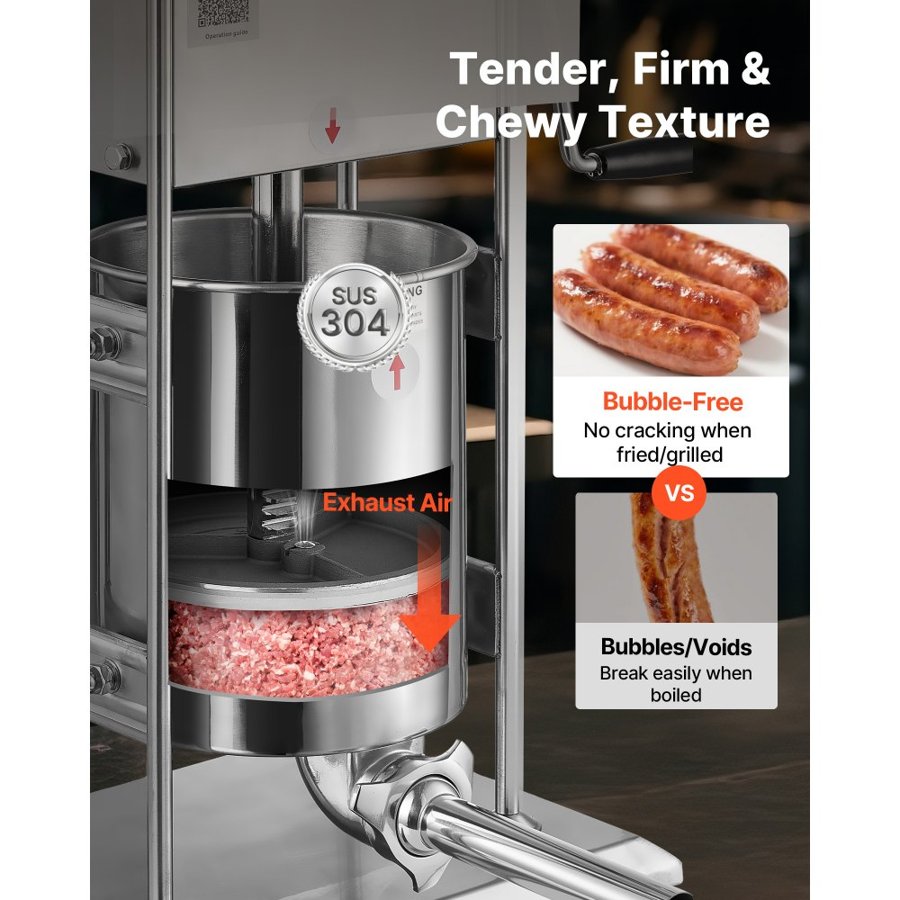 VEVOR Manual Sausage Stuffer Machine – 22 lbs/10 L, 5 Tubes