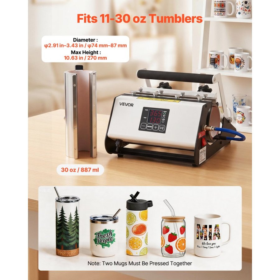 VEVOR Tumbler Heat Press Machine – 887mL, Fits 11-30oz