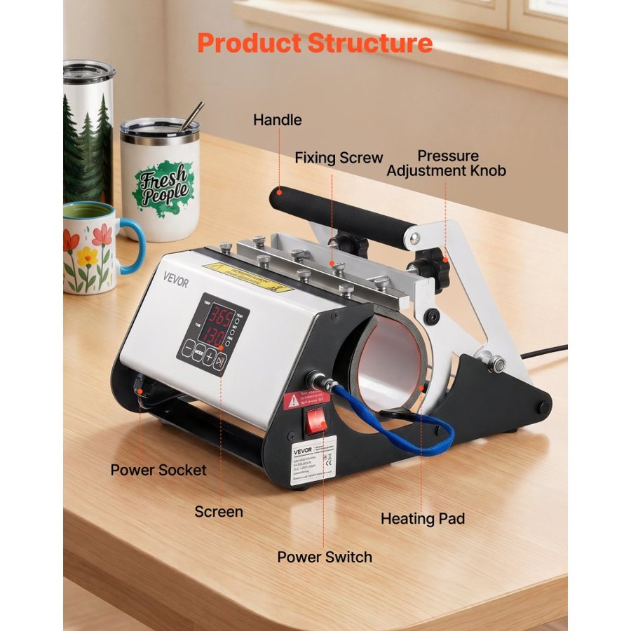 VEVOR Tumbler Heat Press Machine – 887mL, Fits 11-30oz
