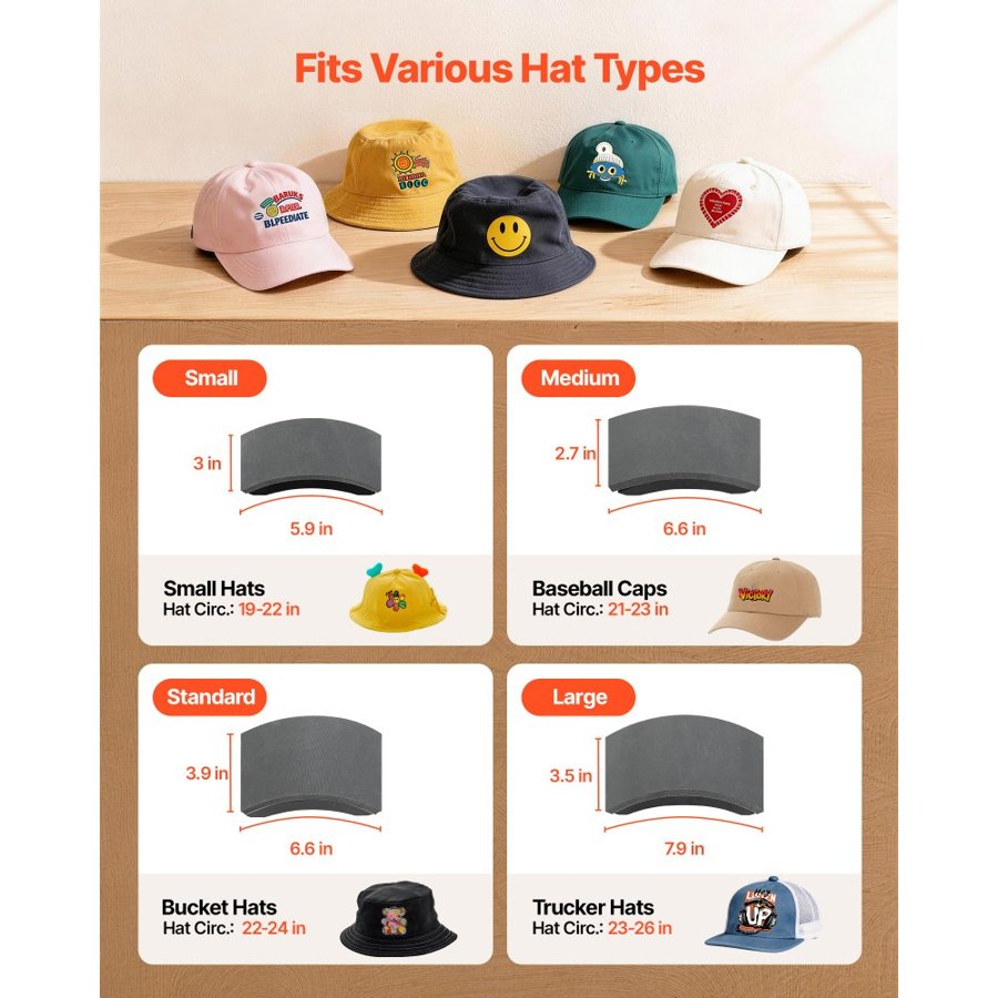 VEVOR Hat Heat Press Machine, with 4 Interchangeable Platens and Caps Stretcher, Precise Temperature & Time Control, Heat Press for Hats and Caps, for HTV Iron On and Sublimation Projects, White