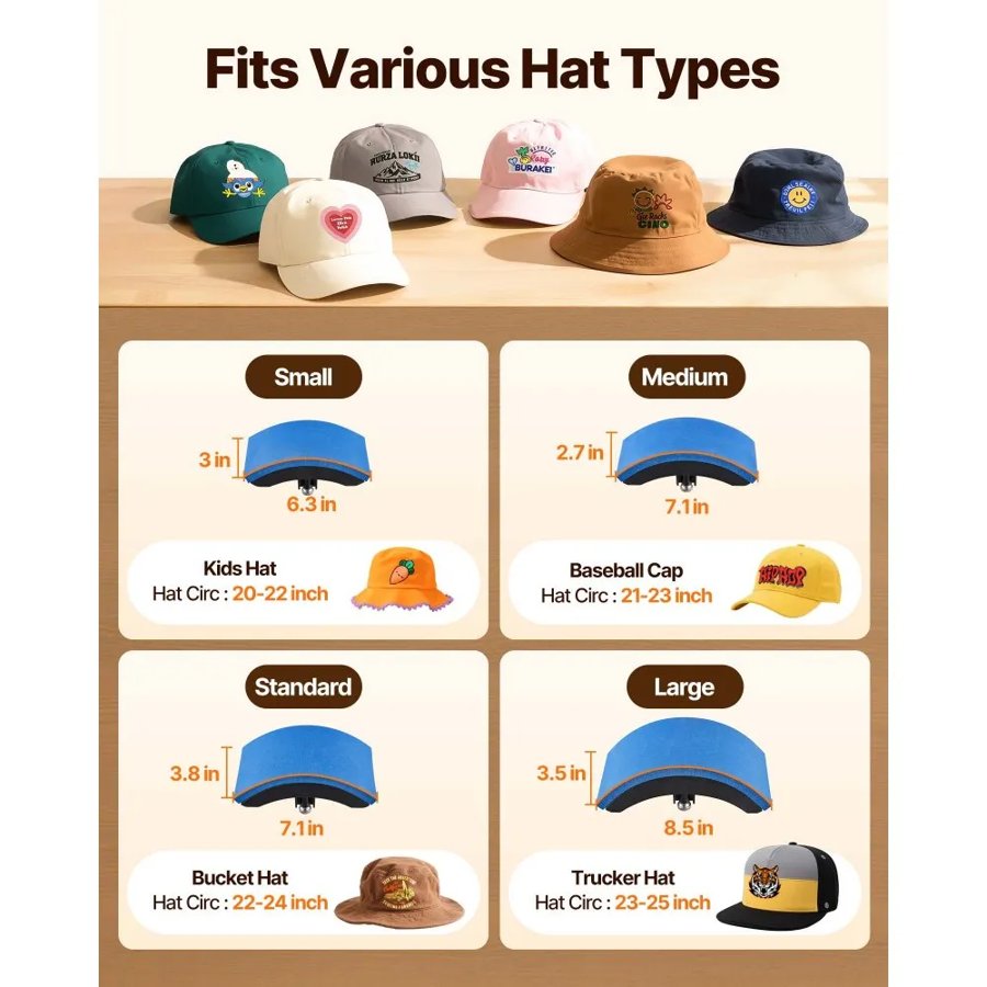 VEVOR Hat Heat Press, 4-in-1 Cap Heat Press Machine, 15.24 x 7.6 cm Clamshell Sublimation Transfer, LCD Digital Timer Temperature Control with 4pcs Curved Heating Elements (15.24 x 7.6/17x6.86/17x6.86/20.57x8.89 cm)
