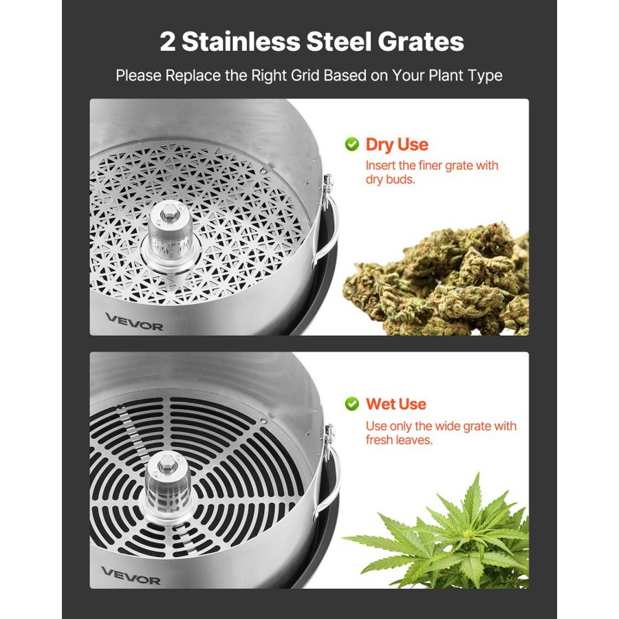 VEVOR Manual Bud Leaf Trimmer, 300mm  Reaper Bowl Bud Trimmer with Stainless Steel Blades, Visual Cutting , Wet & Dry Hydroponic Cutting Machine with Tray, Twisted Spin Cut for Plant Buds Flowers