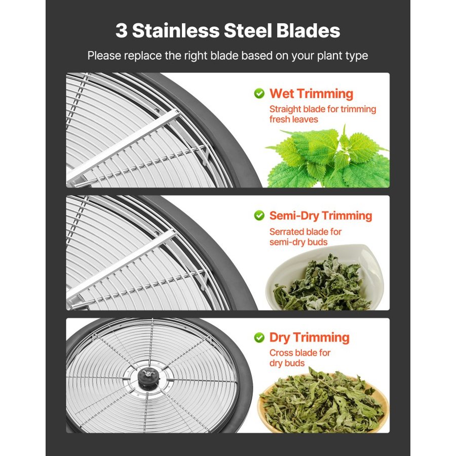VEVOR Bud Leaf Bowl Trimmer, 420 mm Manual Bud Trimmer, with Sharp Stainless Steel Blades, Visual Cutting, Wet & Dry Hydroponic Cutting Machine, Twisted Spin Cut for Plants Leaves Buds Flowers