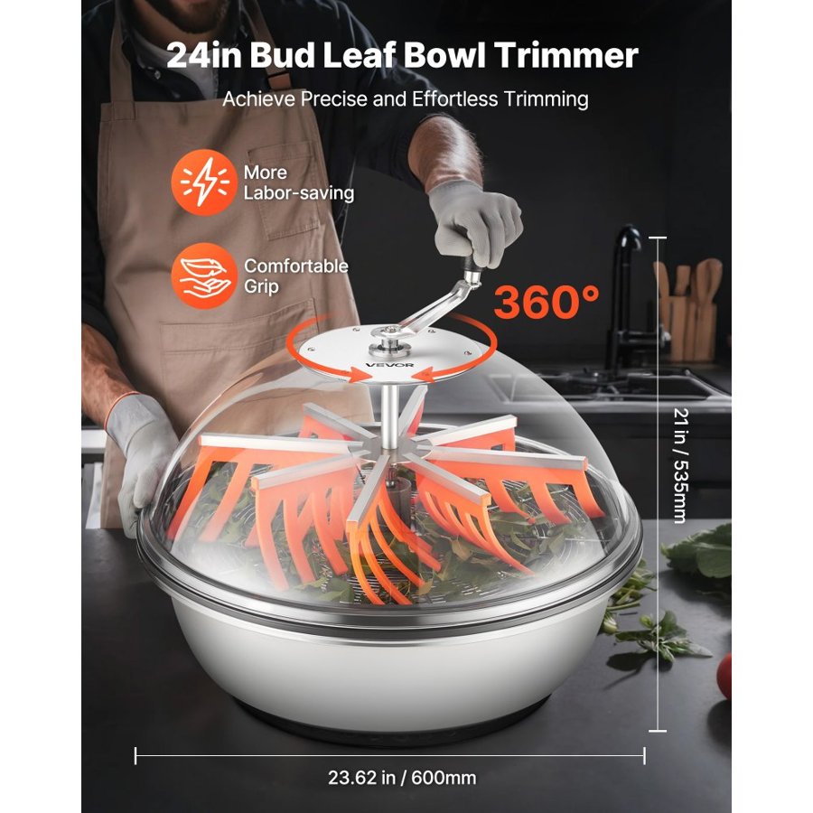 VEVOR Bowl Bud Trimmer – 24" Manual, 145° Angled Handle