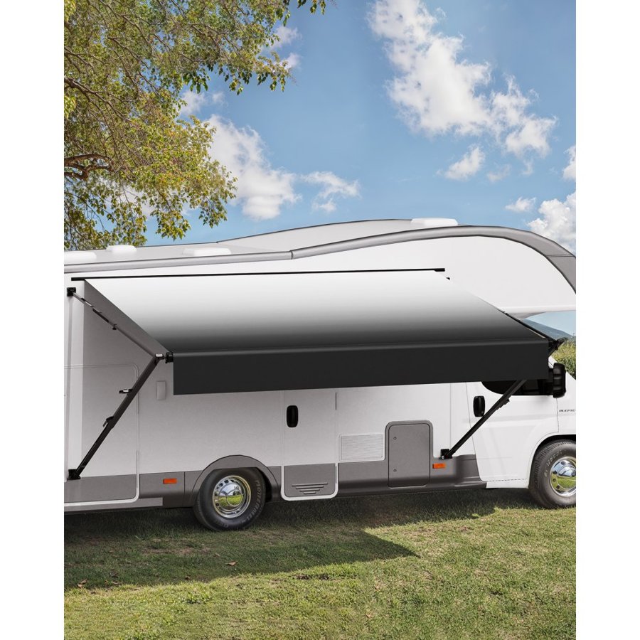 VEVOR Manual RV Awning Complete Kit, 14' Retractable Awning with Aluminum Alloy Frame, Outdoor Trailer Awning, Fit for Most RVs(Black Fade)