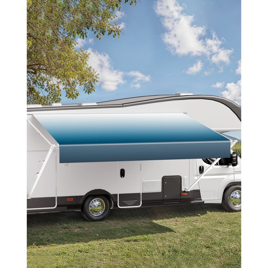 VEVOR Manual RV Awning Complete Kit, 18' Retractable Awning with Aluminum Alloy Frame, Outdoor Trailer Awning, Fit for Most RVs(Blue Fade)