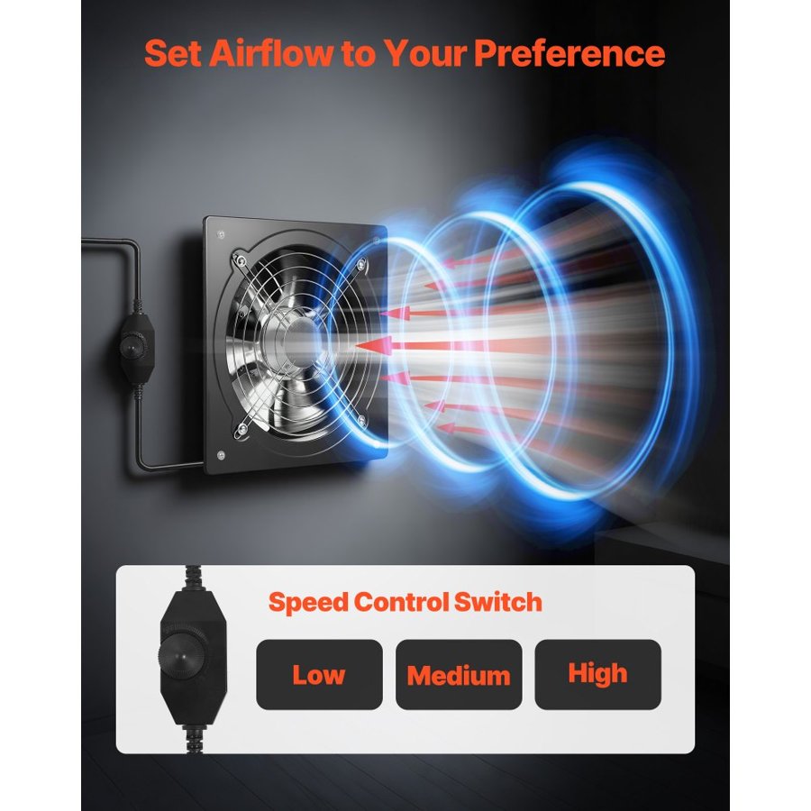 VEVOR 10 Inch Exhaust Fan – 988 CFM, 50W, Speed Control