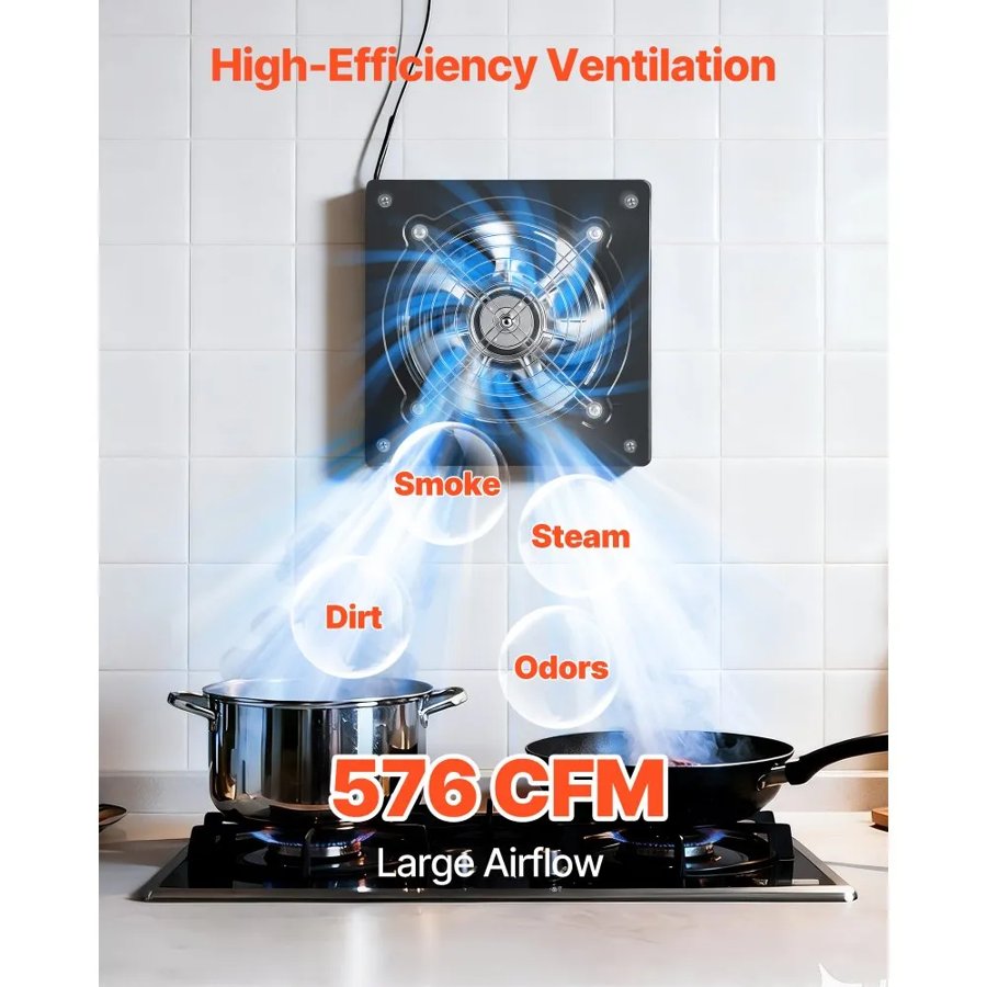 VEVOR 8 Inch Exhaust Fan – 576 CFM, Speed Control, 48W