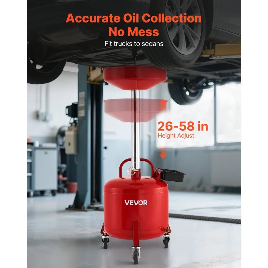 VEVOR Portable Waste Oil Drain Tank – 8 Gallon, Red