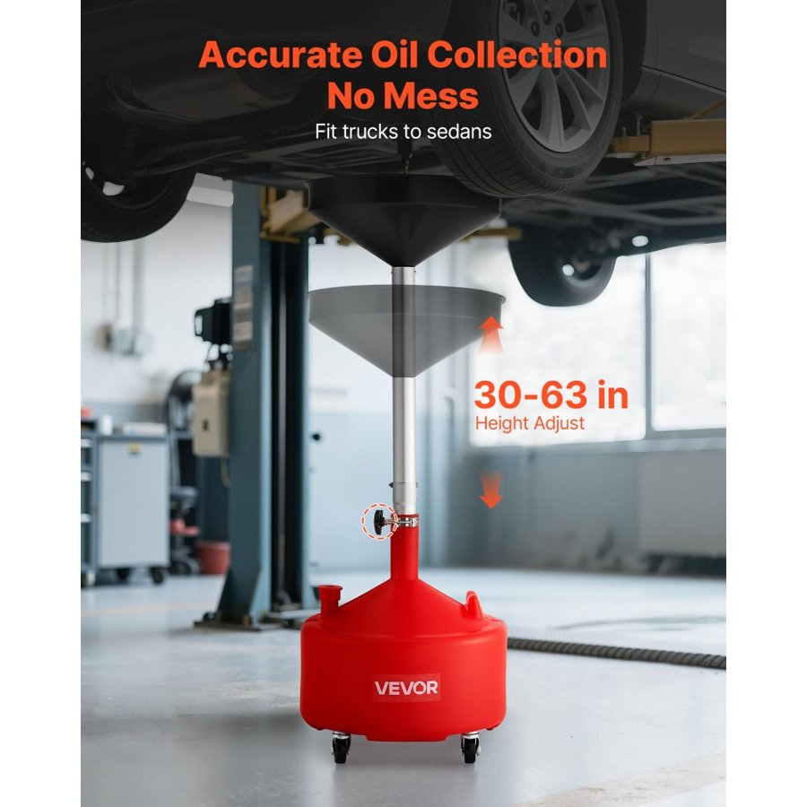VEVOR Portable Oil Drain Tank –  8 Gallon, 30 to 63 Inches