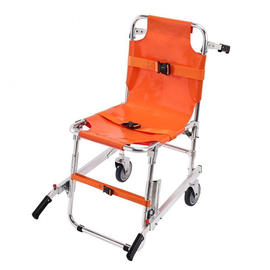 VEVOR EMS Stair Chair, 159 kg Load Capacity, Foldable Aluminum Emergency Stair Climbing Wheelchair with 2 Wheels, Portable Stair Lift Chair Ambulance Firefighter Evacuation Use for Elderly, Disabled