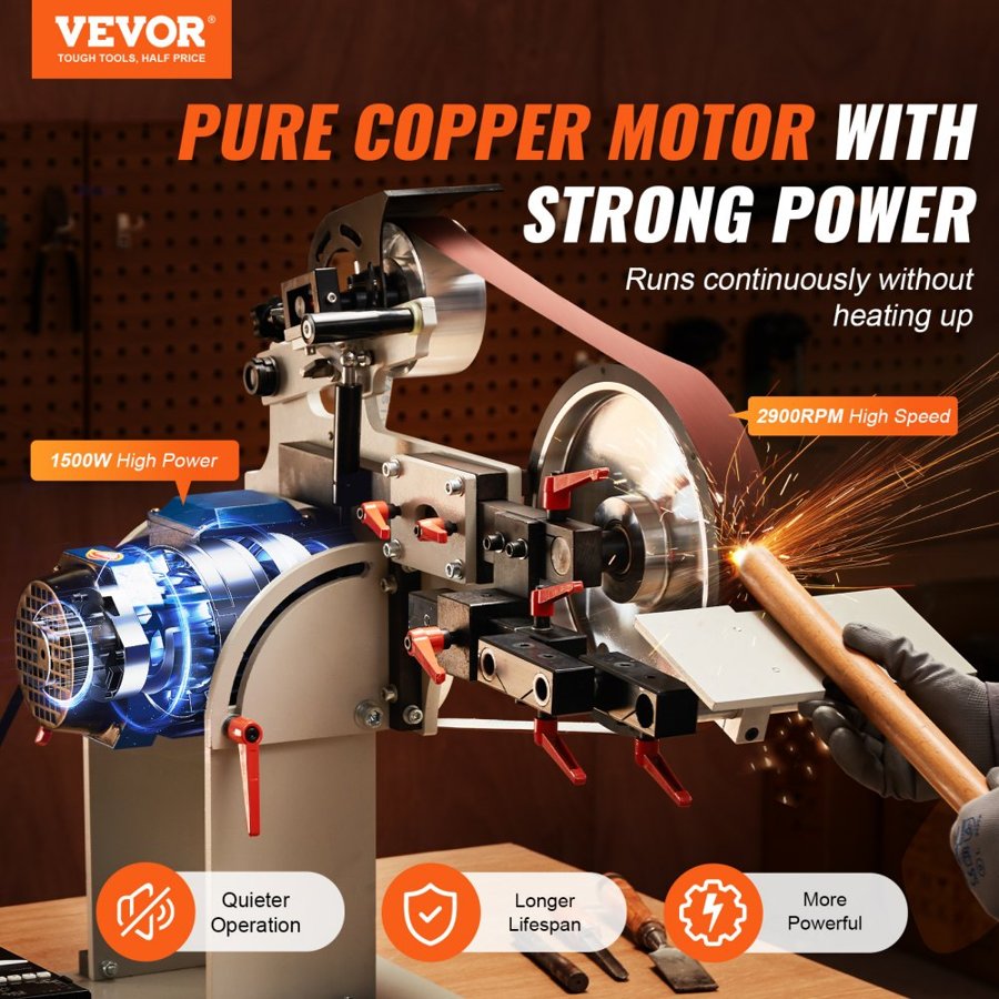 VEVOR Variable Speed Belt Sander - 72-82x2In, 1500W VFD