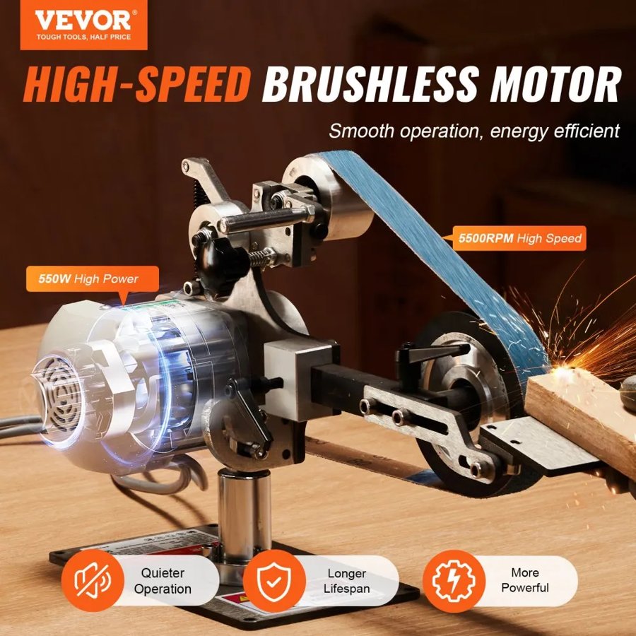 VEVOR 1" x 30" Belt Sander – 550W Variable Speed with VFD