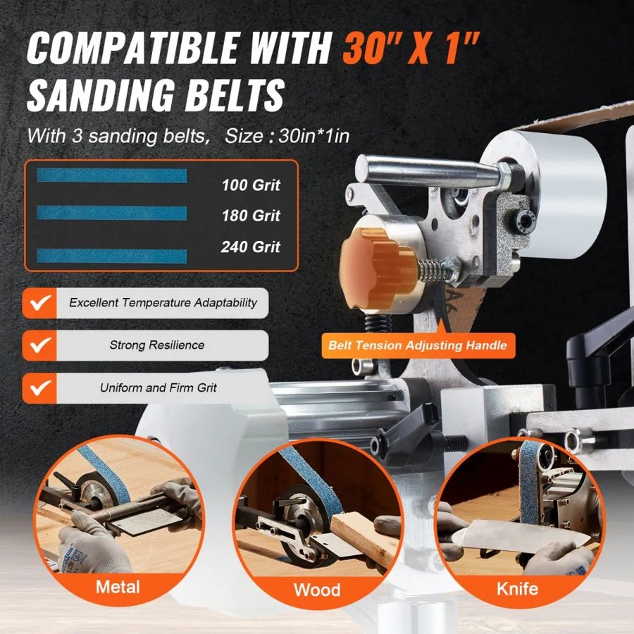 VEVOR 1" x 30" Belt Sander – 550W Variable Speed with VFD