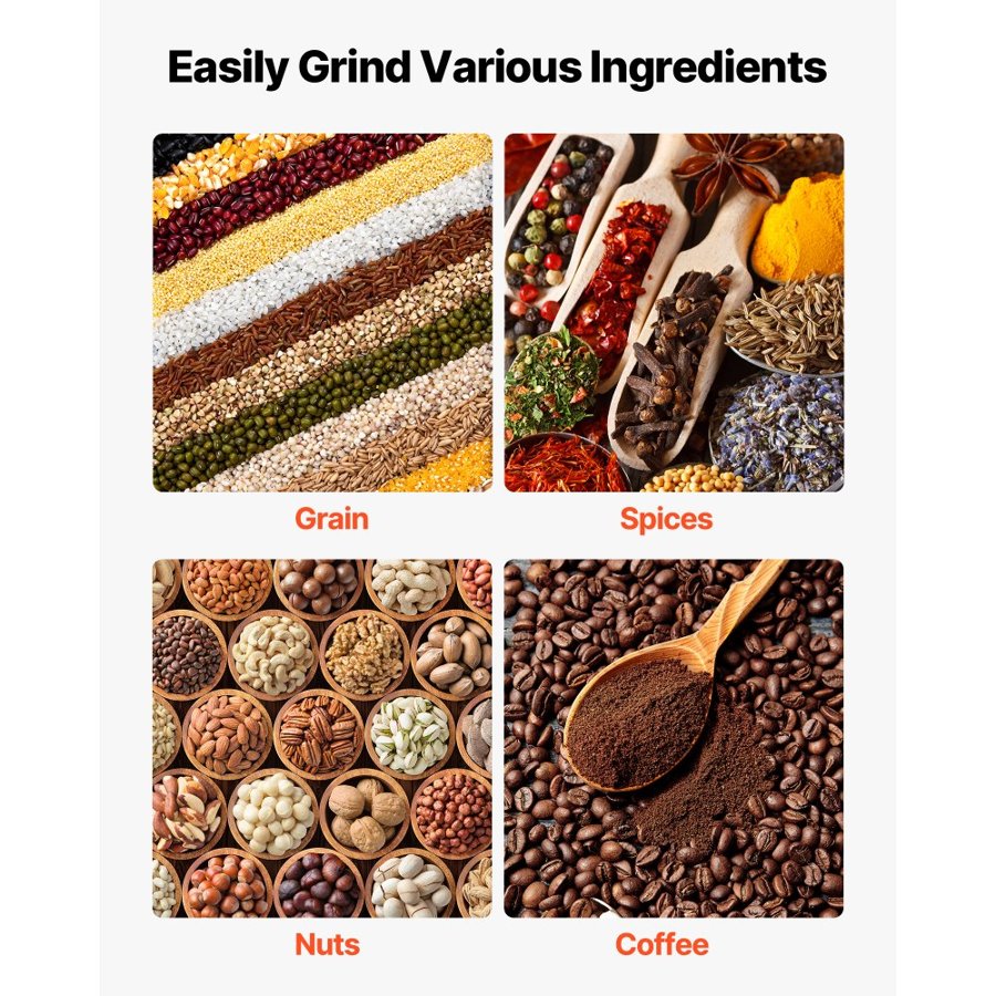 VEVOR Manual Grain Mill with High Hopper, Hand-Crank Corn Grinder, Heavy Duty Cast Iron Wheat Grinding Mill with Stable Table Clamp & Dust Cover for Grains Spices Coffee Beans Nuts