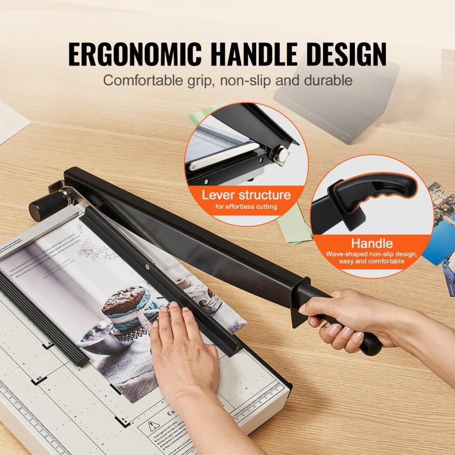 VEVOR Paper Cutter, Guillotine Trimmer, 38.1 cm Cut Length, 16 Sheets Capacity, Heavy Duty Guillotine Paper Cutter with Guard Rail/Blade Lock for Cardstock/Cardboard, Paper Trimmer for Home Office School