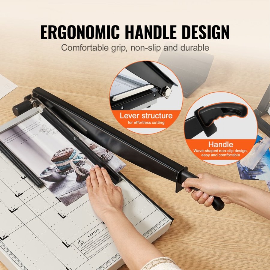 VEVOR Paper Cutter, Guillotine Trimmer, 457.2 mm Cut Length, 20 Sheets Capacity, Heavy Duty Guillotine Paper Cutter with Guard Rail/Blade Lock for Cardstock/Cardboard, Paper Trimmer for Home Office School