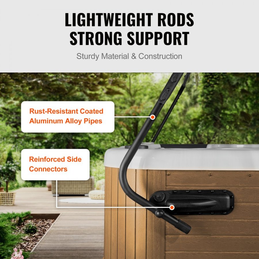 VEVOR Hot Tub Cover Lift, Spa Cover Lift, Height 800 - 1050 mm Width 1750-2550 mm Adjustable, Installed on Both Sides at the Top, Suitable for Various Sizes of Rectangular Bathtubs, Hot Tubs, Spa