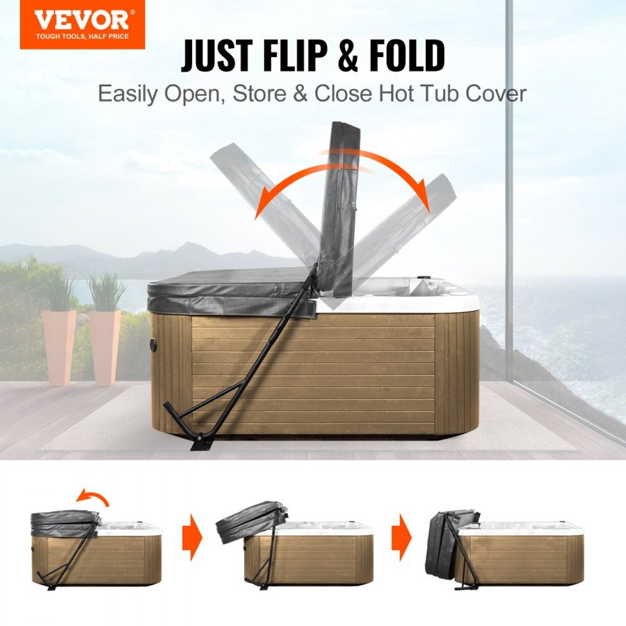 VEVOR Hot Tub Cover Lift, Spa Cover Lift, Height 800 - 1050 mm Width 1450 - 2350 mm Adjustable, Installed Underneath on Both Sides, Suitable for Various Sizes of Rectangular Bathtubs, Hot Tubs, Spa