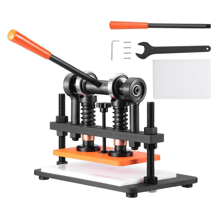 VEVOR Leather Cutting Machine, 25.9 x 15 cm Embossing Plate Manual Die Cutter, 1.2 cm Pressure Stroke Leather Embossing Machine, Dual Guide Shafts Die Cut Machine for Various of Materials