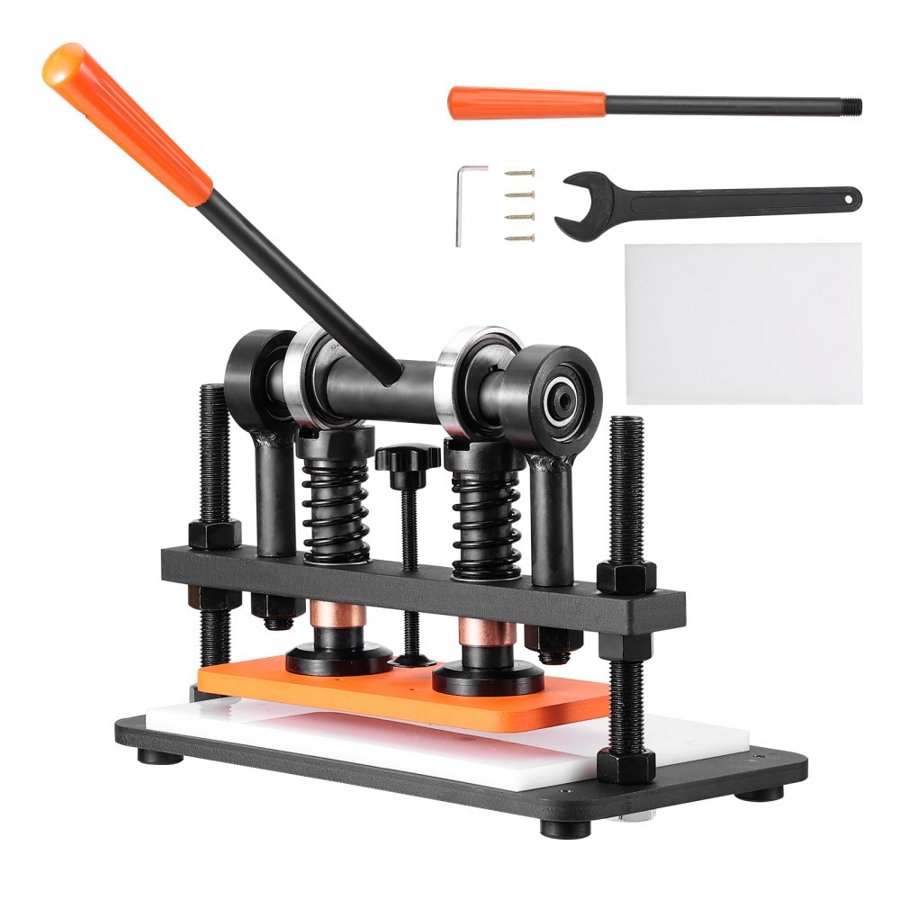VEVOR Leather Cutting Machine, 25.9 x 12 cm Embossing Plate Manual Die Cutter, 1.2 cm Pressure Stroke Leather Embossing Machine, Dual Guide Shafts Die Cut Machine for Various of Materials