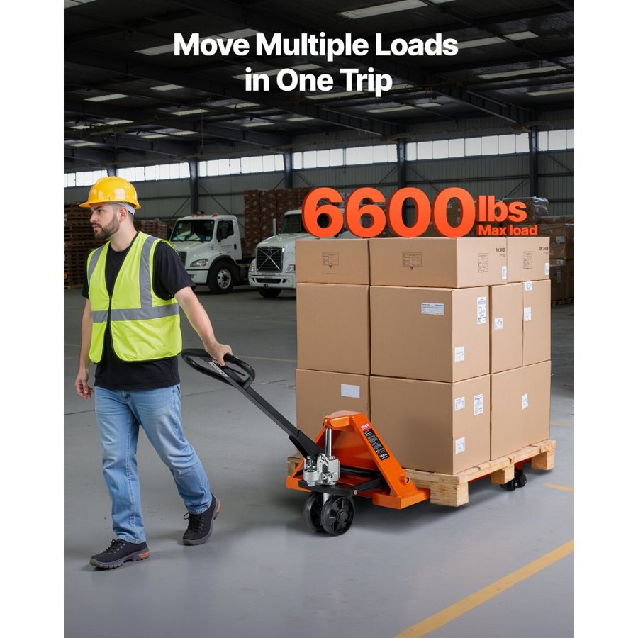 VEVOR Manual Pallet Jack - 6600 lbs, 48L x 27W Forks