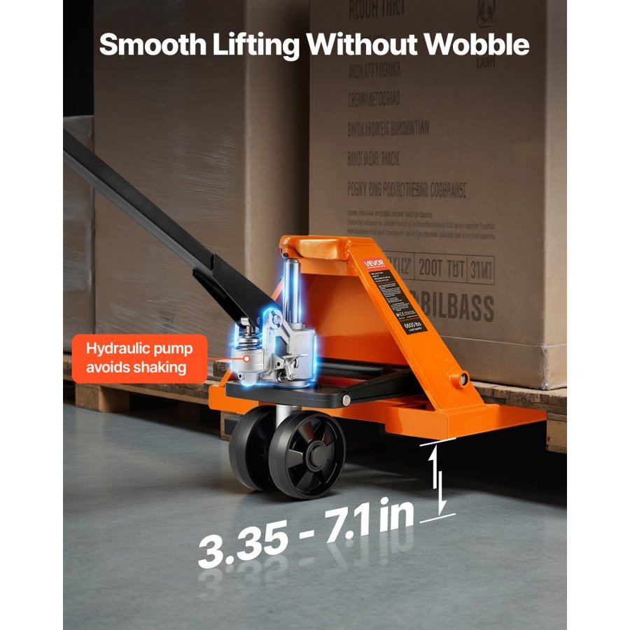 VEVOR Manual Pallet Jack - 6600 lbs, 48L x 27W Forks