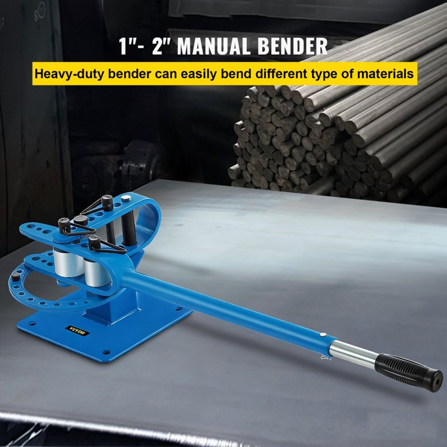 VEVOR YP-9 Manual Bender, Soild Round Square Bar Metal Bender with 7 Bending Dies, Metal Rod Bar Bender Bending Tool for Construction Site Auto Repair