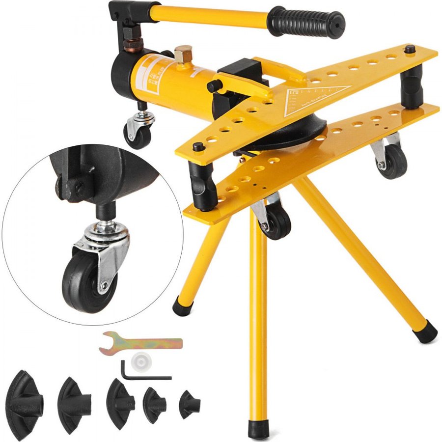 VEVOR Manual Hydraulic Pipe Tube Bender Machine 10 Ton Manual Hydraulic Tube Bending Machine 6.4–25.4 mm Diameter 6 Dies for Heating and Piping Construction