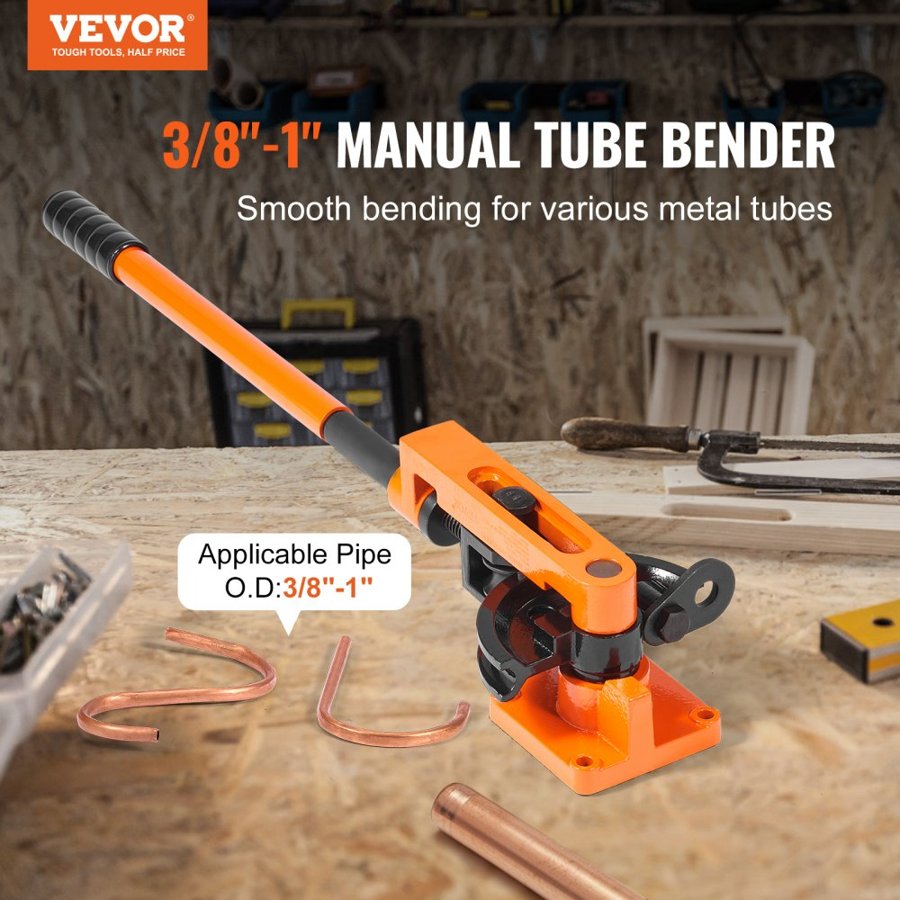 VEVOR Pipe Tube Bender, 9.5mm to 25.4mm OD Manual Pipe Tube Bender with 7 Bending Dies, 180° Copper Aluminum Pipes Bending Tools for HVAC Air Conditioning Refrigerator Auto Repair