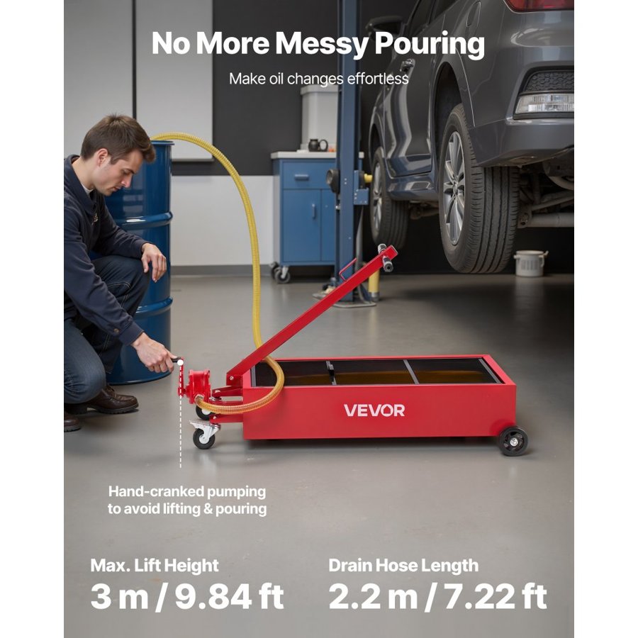 VEVOR Low Profile Oil Drain Pan with Pump​ – 20 Gallon